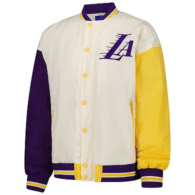 Women's Terez White Los Angeles Lakers Full-Snap Bomber Jacket
