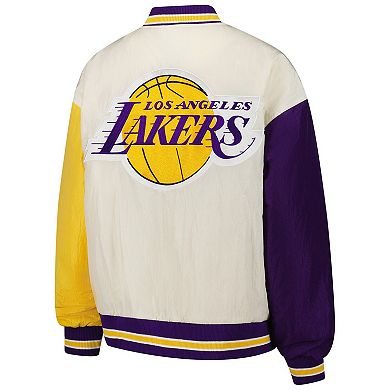 Women's Terez White Los Angeles Lakers Full-Snap Bomber Jacket