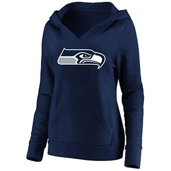 Women's Fanatics College Navy Seattle Seahawks Plus Size V-Neck Pullover Hoodie