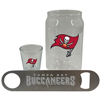The Memory Company Tampa Bay Buccaneers Three-Pack Beer Glass, 2oz. Shot Glass & Bottle Opener Set