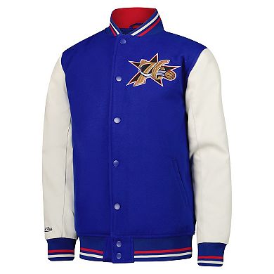 Youth Mitchell & Ness Royal Philadelphia 76ers Full-Snap Varsity Jacket