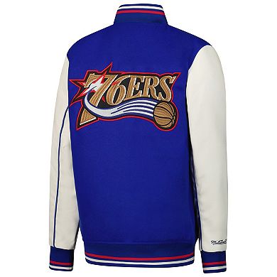 Youth Mitchell & Ness Royal Philadelphia 76ers Full-Snap Varsity Jacket
