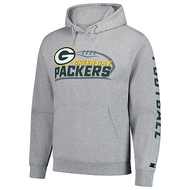 Men's Starter Heather Gray Green Bay Packers Vintage Pullover Hoodie