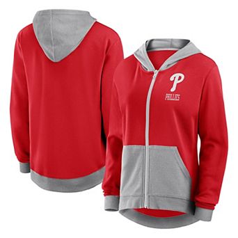 Women's Fanatics Red Philadelphia Phillies Hit It French Terry Full-Zip Hoodie