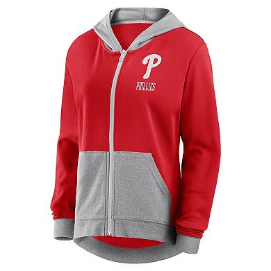 Women's Fanatics Red Philadelphia Phillies Hit It French Terry Full-Zip Hoodie
