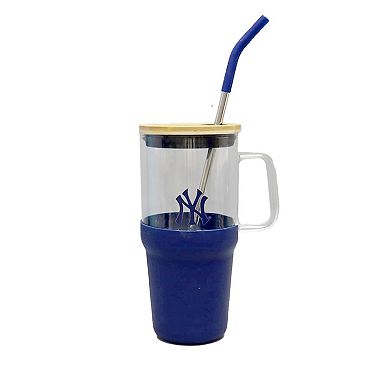 The Memory Company New York Yankees 40oz. Glass Tumbler with Silicone Snack Tray