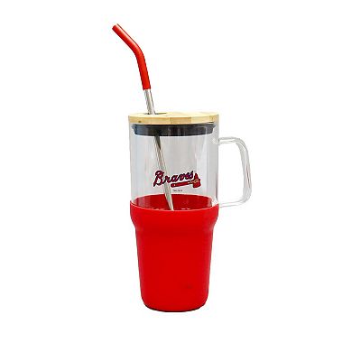 The Memory Company Atlanta Braves 40oz. Glass Tumbler with Silicone Snack Tray