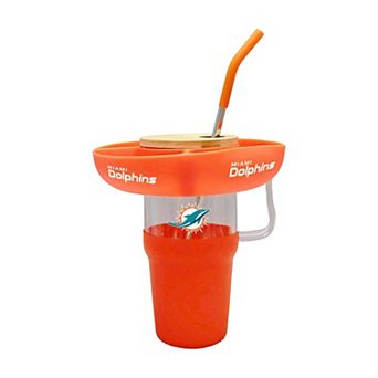 The Memory Company Miami Dolphins 40oz. Glass Tumbler with Silicone Snack Tray