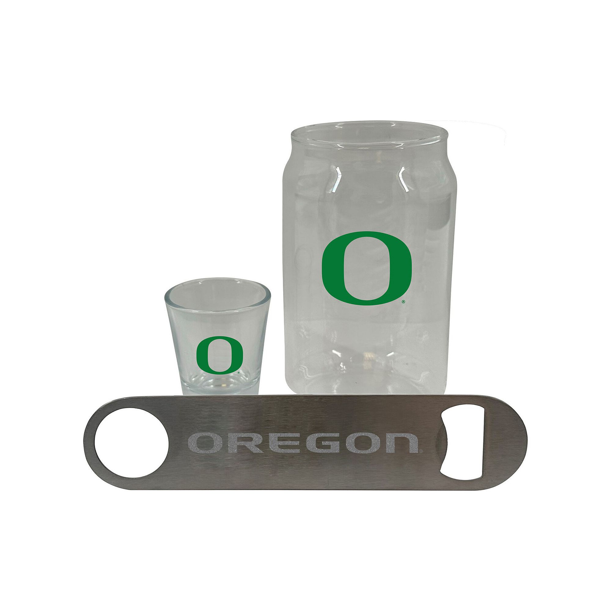 The Memory Company Oregon Ducks Three-Pack Beer Glass, 2oz. Shot Glass & Bo