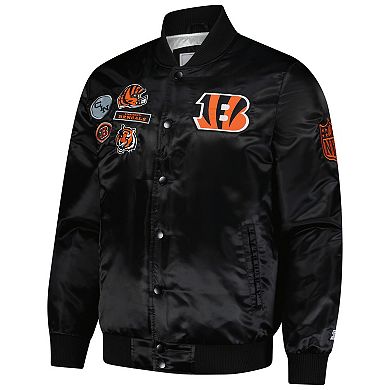 Men's Starter Black Cincinnati Bengals Exclusive Satin Full-Snap Varsity Jacket