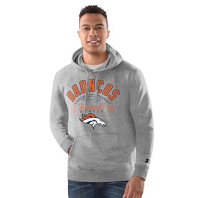 Men's Starter Heather Gray Denver Broncos Pullover Hoodie