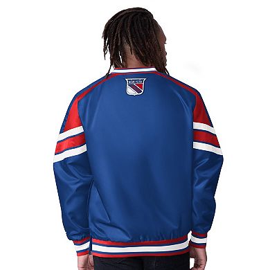 Men's Starter Blue New York Rangers Reliver I V-Neck Pullover Jacket