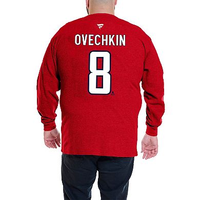 Men's Profile Alexander Ovechkin Red Washington Capitals Big & Tall Name & Number Thermal Pullover Sweatshirt
