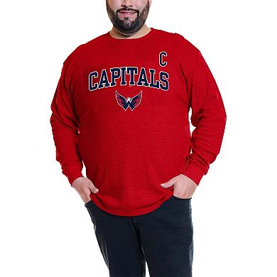 Men's Profile Alexander Ovechkin Red Washington Capitals Big & Tall Name & Number Thermal Pullover Sweatshirt