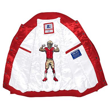 Men's Starter Scarlet San Francisco 49ers Exclusive Satin Full-Snap Varsity Jacket