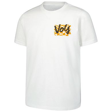 Youth White Tennessee Volunteers Mascot Checkerboard Premium Hyperlocal T-Shirt