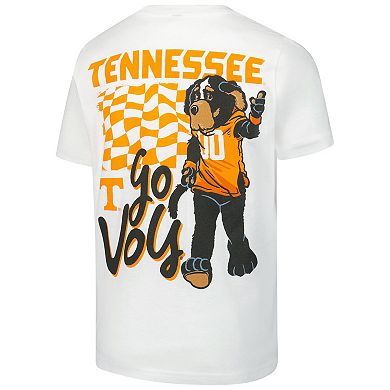 Youth White Tennessee Volunteers Mascot Checkerboard Premium Hyperlocal T-Shirt