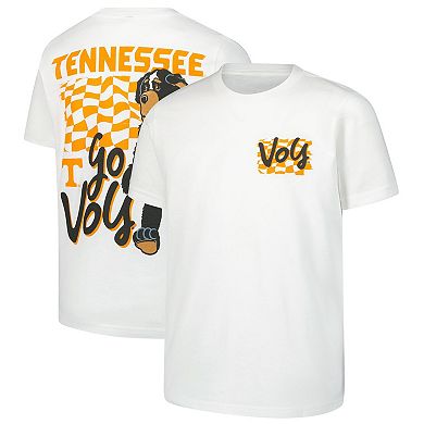 Youth White Tennessee Volunteers Mascot Checkerboard Premium Hyperlocal T-Shirt