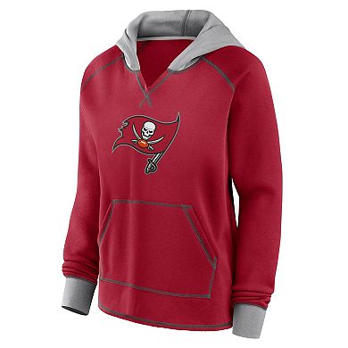 Women's Red Tampa Bay Buccaneers Boom Fleece Pullover V-Neck Hoodie