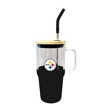 The Memory Company Pittsburgh Steelers 40oz. Glass Tumbler with Silicone Snack Tray