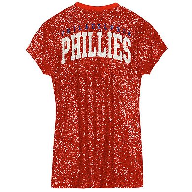 Girls Youth Red Philadelphia Phillies Sequin V-Neck Dress
