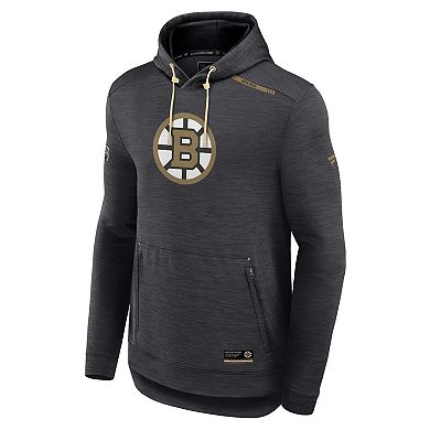 Men's Fanatics Heather Charcoal Boston Bruins Authentic Pro Tech Pullover Hoodie