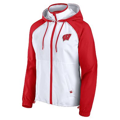 Women's Fanatics White Wisconsin Badgers Full-Zip Anorak Hoodie Jacket