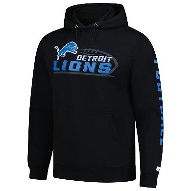 Men's Starter Black Detroit Lions Vintage Pullover Hoodie