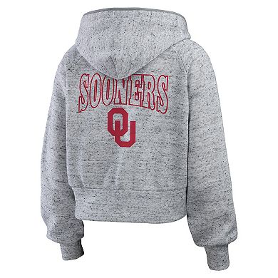 Women's WEAR by Erin Andrews Heather Gray Oklahoma Sooners Wear Speckle Double-Hit Raglan Full-Zip Hoodie