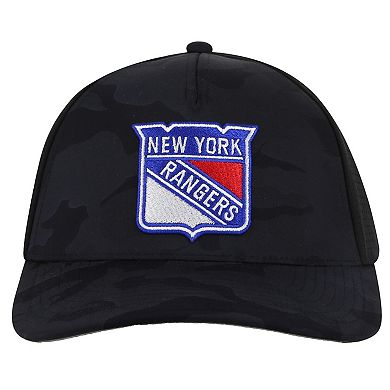 Men's American Needle Black New York Rangers Valin Camo Super Tech Vented Adjustable Hat
