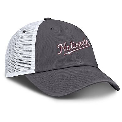 Men's Nike Gray Washington Nationals Wordmark Club Adjustable Trucker Hat