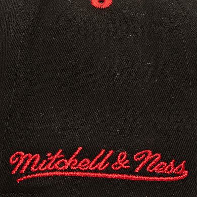 Men's Mitchell & Ness Black/Red Chicago Bulls Backside Script 2-Tone Pro Crown Adjustable Hat