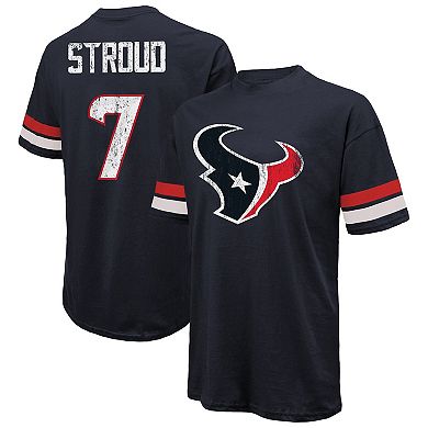 Men's Majestic Threads C.J. Stroud Navy Houston Texans Oversized Name & Number T-Shirt