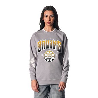 Unisex The Wild Collective Gray Boston Bruins Tie-Dye Double Collar Pullover Sweatshirt