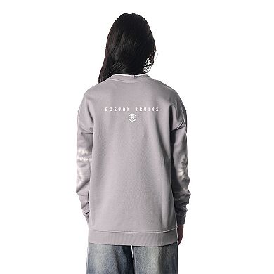 Unisex The Wild Collective Gray Boston Bruins Tie-Dye Double Collar Pullover Sweatshirt