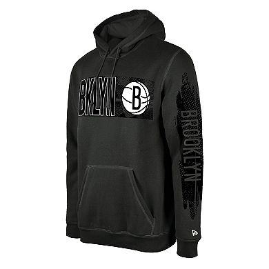 Men's New Era Brooklyn Nets Charcoal Tip-Off Collection Pullover Hoodie