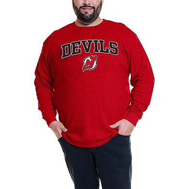 Men's Profile Jack Hughes Red New Jersey Devils Big & Tall Name & Number Thermal Pullover Sweatshirt