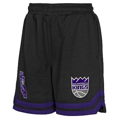 Youth Black Sacramento Kings Teardrop Fleece Shorts