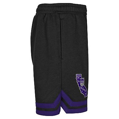 Youth Black Sacramento Kings Teardrop Fleece Shorts