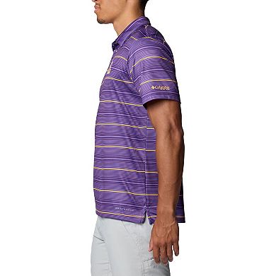 Men's Columbia Purple LSU Tigers PFG Super Terminal Tackle™ Omni-Shade™ Stripe Polo