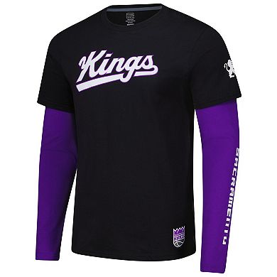 Unisex Stadium Essentials Black Sacramento Kings Spectator 2fer Long Sleeve T-Shirt