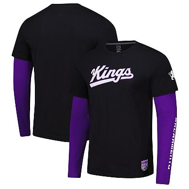 Unisex Stadium Essentials Black Sacramento Kings Spectator 2fer Long Sleeve T-Shirt