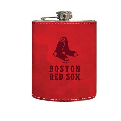 The Memory Company Boston Red Sox Three-Pack 8oz. Leather Flask & 2oz. Shot Glass Set