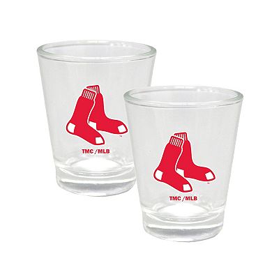 The Memory Company Boston Red Sox Three-Pack 8oz. Leather Flask & 2oz. Shot Glass Set