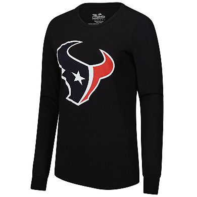 Women's Majestic Threads C.J. Stroud Navy Houston Texans Player Name & Number Long Sleeve T-Shirt