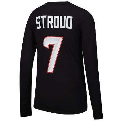 Women's Majestic Threads C.J. Stroud Navy Houston Texans Player Name & Number Long Sleeve T-Shirt