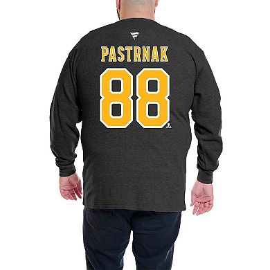 Men's Profile David Pastrnak Black Boston Bruins Big & Tall Name & Number Thermal Pullover Sweatshirt