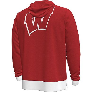 Men's Under Armour Red Wisconsin Badgers 2024 On-Court Shootaround Long Sleeve Hoodie T-Shirt