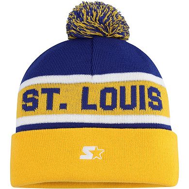 Men's Starter Gold/Blue St. Louis Blues Cuffed Knit Hat with Pom