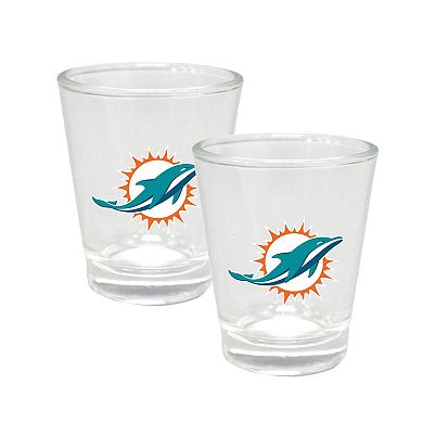 The Memory Company Miami Dolphins Three-Pack 8oz. Leather Flask & 2oz. Shot Glass Set
